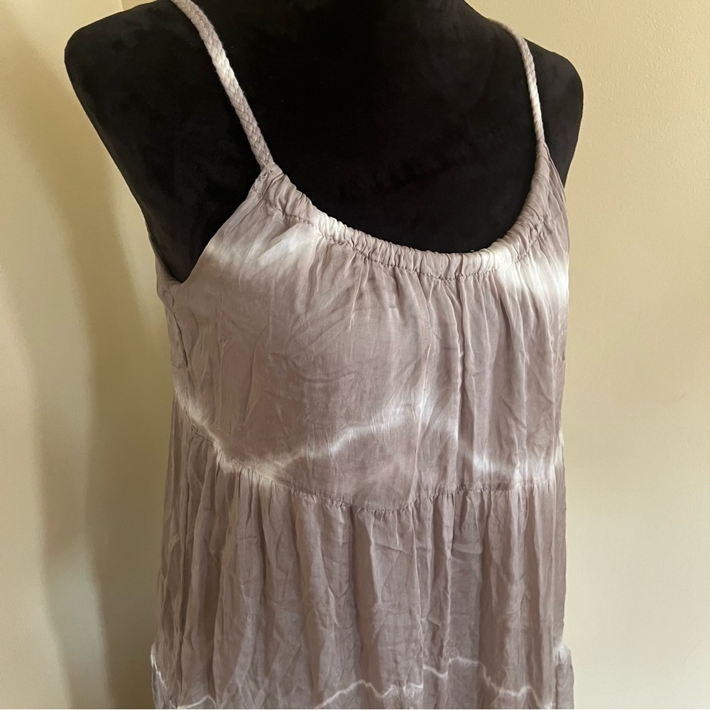 Elena Baldi Tie Dye Silk Blend Midi Dress in Fango Size S Made In Italy - Picture 4 of 10